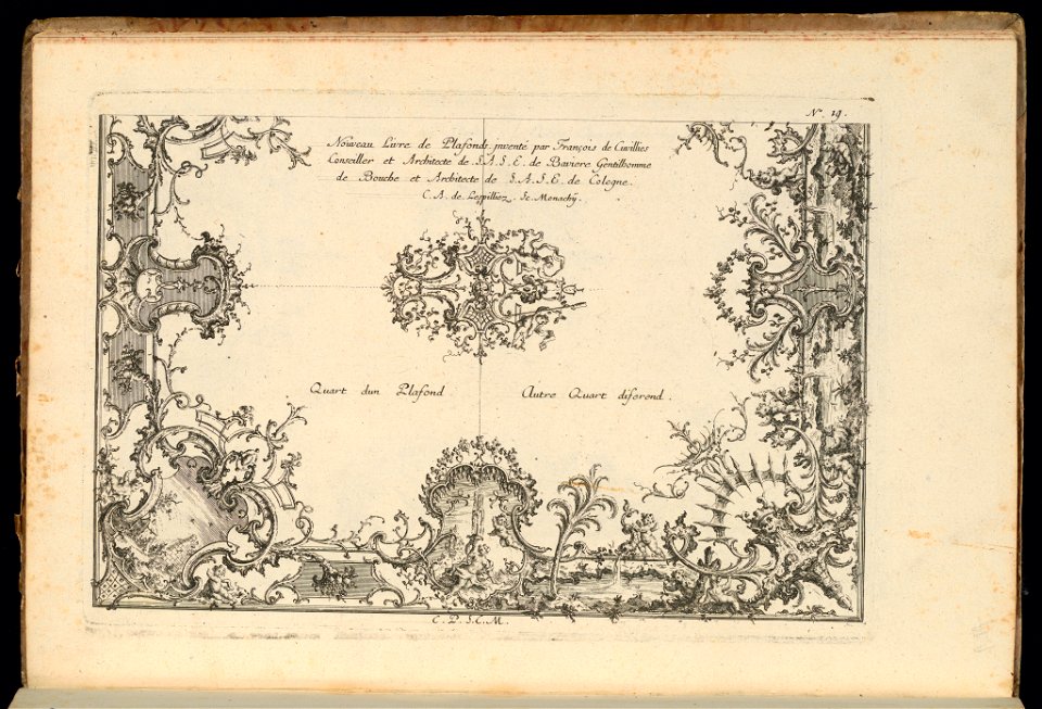 Bound Print, Two Quarters of a Ceiling, Nouveau Livre de Plafonds (New Book of Ceilings), 1740–68 (CH 18238353)