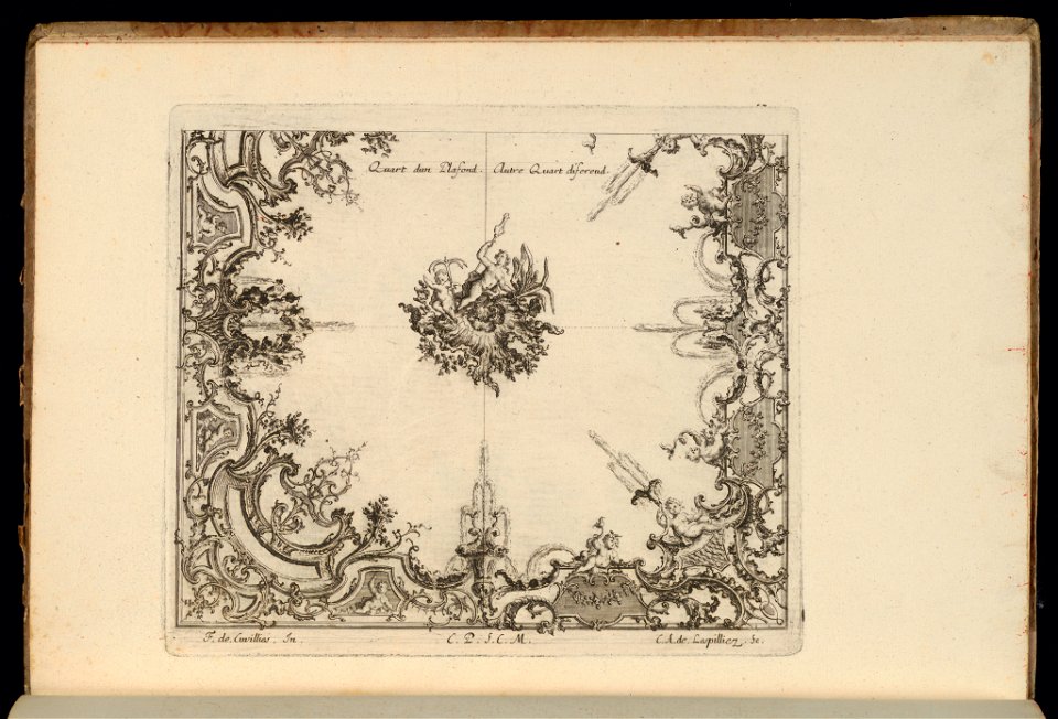 Bound Print, Two Quarters of a Ceiling, Nouveau Livre de Plafonds (New Book of Ceilings), 1740–68 (CH 18238379)
