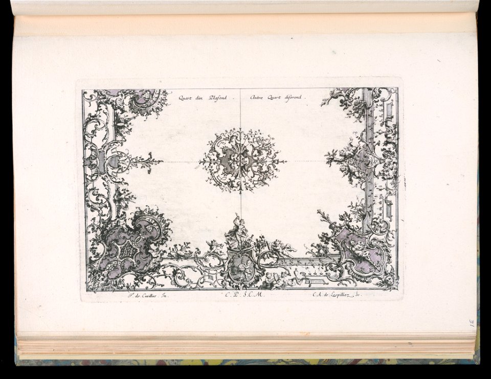 Bound Print, Two Quarters of a Ceiling, Nouveau Livre de Plafonds (New Book of Ceilings), 1740–68 (CH 18238587)