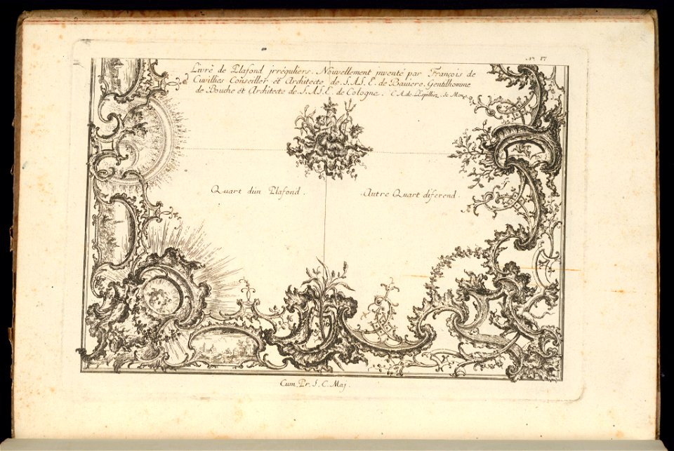 Bound Print, Two Quarters of a Ceiling, Nouveau Livre de Plafonds Irréguliers (New Book of Irregular Ceilings), 1740–68 (CH 18238307)
