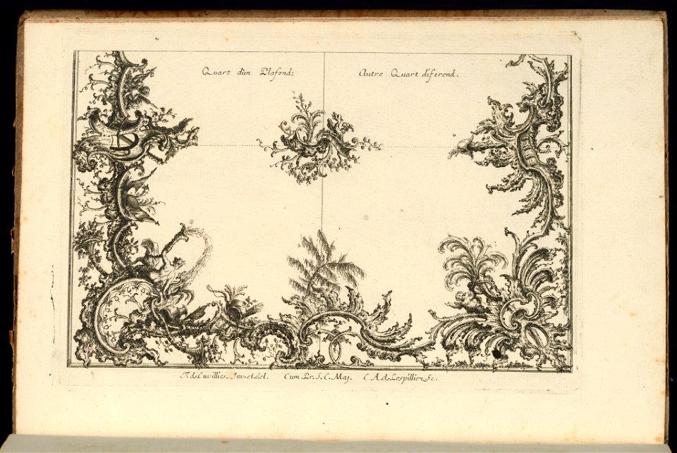 Bound Print, Two Quarters of a Ceiling, Nouveau Livre de Plafonds Irréguliers (New Book of Irregular Ceilings), 1740–68 (CH 18238331)