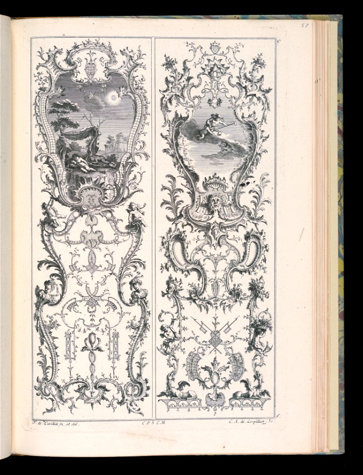 Bound Print, Two Upright Panels, Livre de Paneaux à divers usages (Book of Panels for Various Uses), 1738 and 1745 (CH 18238775)