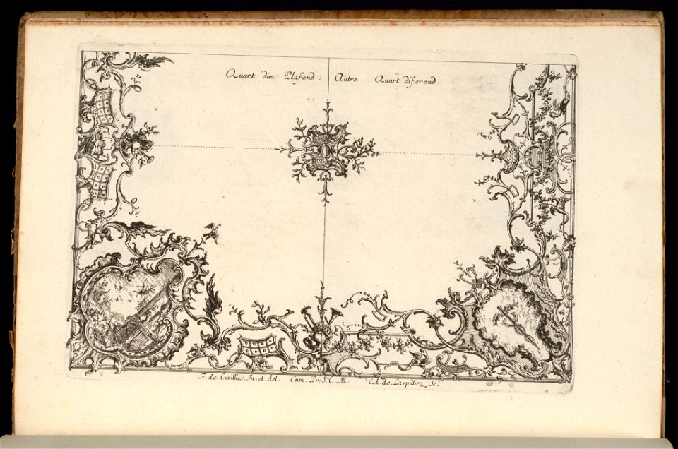 Bound Print, Two Quarters of a Ceiling, Nouveau Livre de Plafonds (New Book of Ceilings), 1740–68 (CH 18238285)