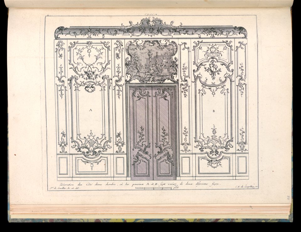 Bound Print, Wainscoting with Double Door, Nouveaux desseins de Lambris (New Wainscoting Designs), 18th century (CH 18238731)
