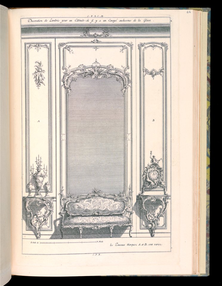 Bound Print, Wall with Canapé and Mirror, Desseins de Lambris (Wainscoting Designs), 18th century (CH 18238813)