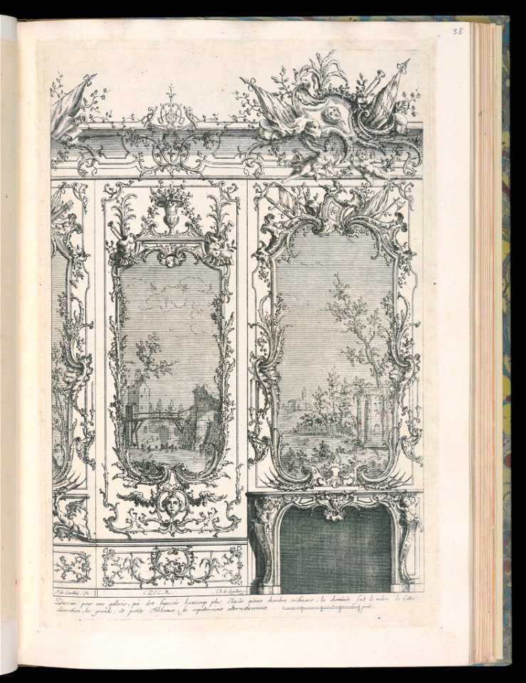 Bound Print, Wall with Painting and Chimneypiece, Livre de Lambris (Book of Wainscoting), 18th century (CH 18238631)