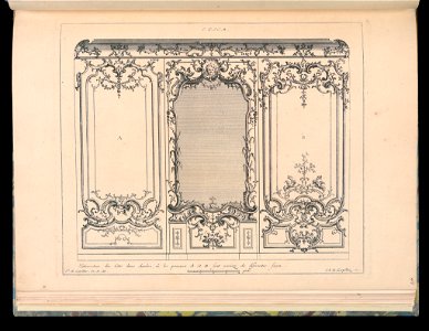 Bound Print, Wainscoting with Three Panels and Mirror, Nouveaux desseins de Lambris (New Wainscoting Designs), 18th century (CH 18238719)