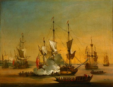 Johann Baptiste Bouttats - A Shipping Scene in the Lower Thames, about 1720