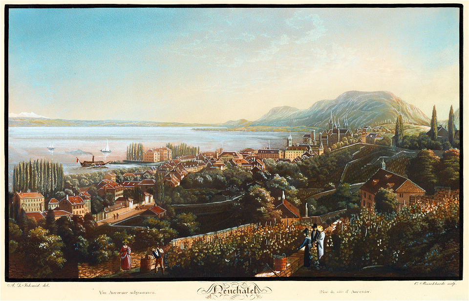 CH-NB - Neuchâtel, von Nordosten, mit Randvignetten - Collection Gugelmann - GS-GUGE-ISENRING-A-6 img07