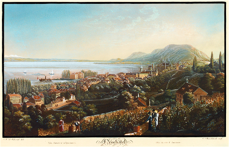 CH-NB - Neuchâtel, von Nordosten, mit Randvignetten - Collection Gugelmann - GS-GUGE-ISENRING-A-6 img07