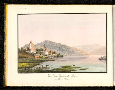 CH-NB - Vûe du Chateau de Spiez au Lac de Thoune - Collection Gugelmann - GS-GUGE-202-30