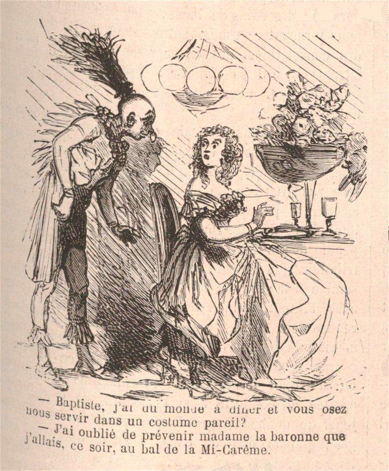 CHAM - Le Monde illustré - 4 avril 1868 - La Mi-Carême