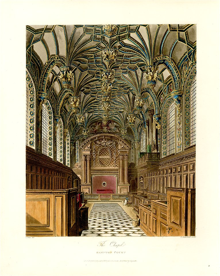 Chapel, Hampton Court, from Pyne's Royal Residences, 1819 - panteek pyn106-512
