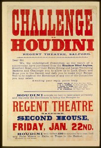 Challenge to Houdini, Regent Theatre, Salford LCCN2014636909. Free illustration for personal and commercial use.