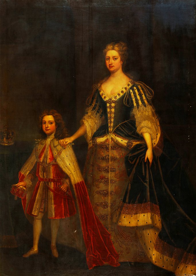 Charles Jervas (c. 1675-1739) - Queen Caroline (1683-1737) with her Son Prince William Augustus, Duke of Cumberland (1721-1765) - RCIN 402595 - Royal Collection