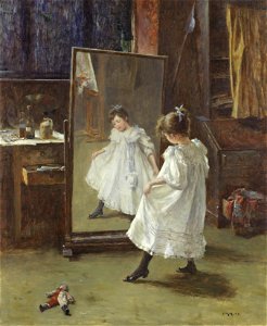 Charles Martin Hardie The studio mirror. Free illustration for personal and commercial use.