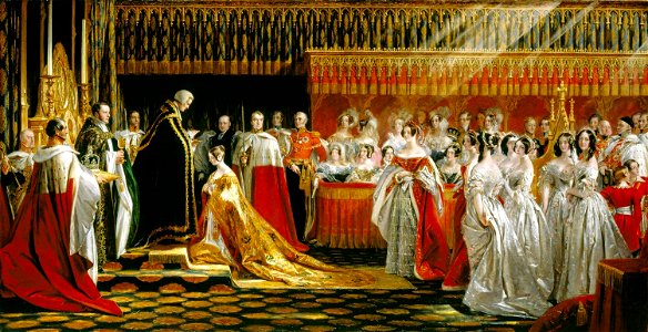 Charles Robert Leslie (1794-1859) - Queen Victoria Receiving the Sacrament at her Coronation, 28 June 1838 - RCIN 406993 - Royal Collection. Free illustration for personal and commercial use.