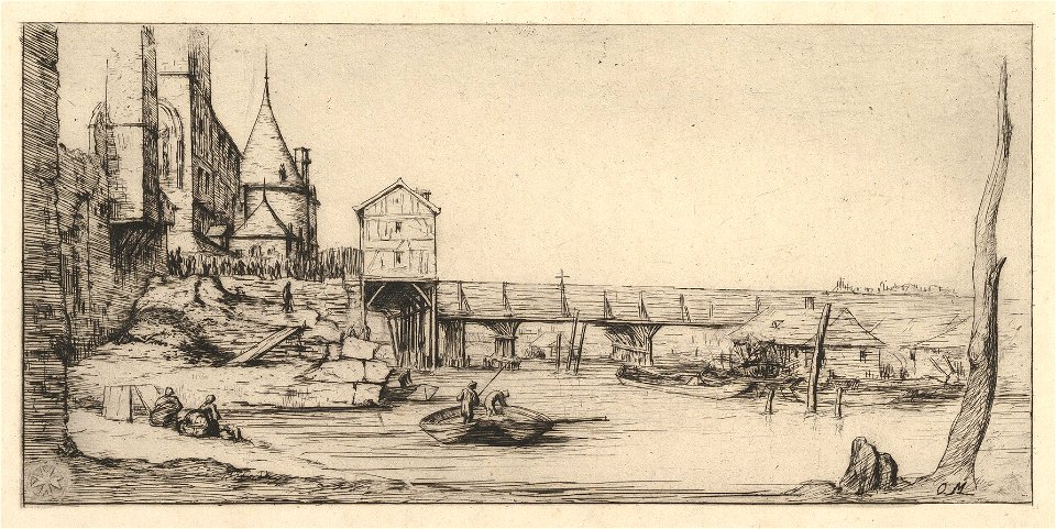 Charles Meryon, Passerelle du Pont-au-Change, après l'incendie de 1621, 1860