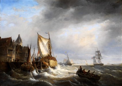 Charles Leickert Hafeneinfahrt bei stürmischer See