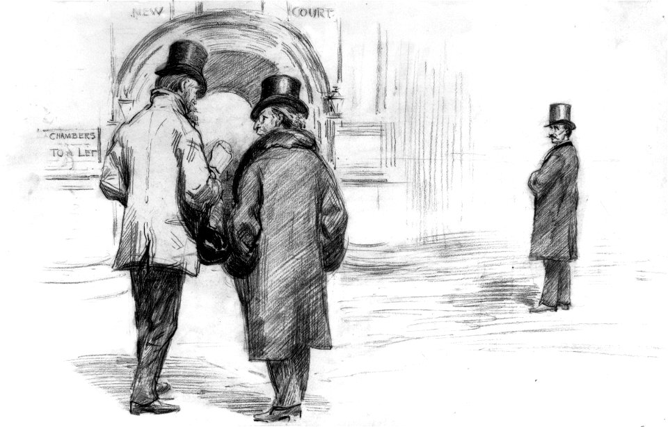 Charles Stewart Parnell, Sir George Henry Lewis, 1st Bt, and Thomas Miller Beach by Sydney Prior Hall