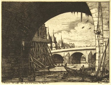 Charles Meryon, Archway, Pont Nôtre-Dame, 1853