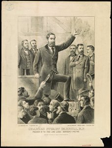 Charles Stuart Parnell, M.P. president of the Irish Land League - addressing a meeting LCCN90715893