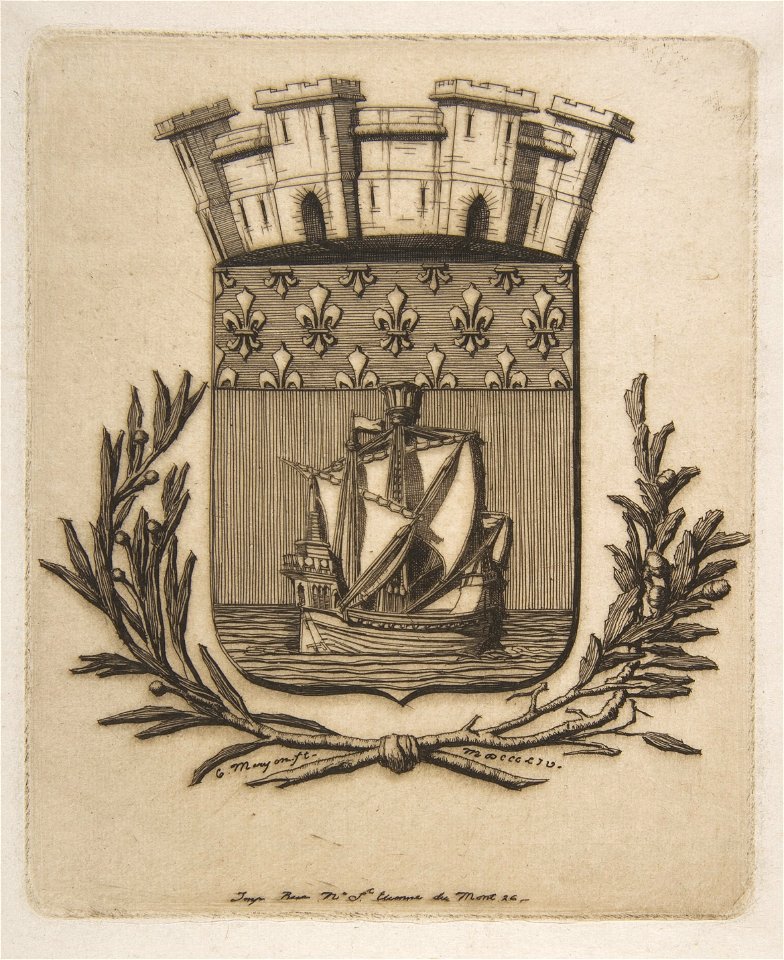 Charles Meryon, Coat-of-Arms Symbolizing the City of Paris, 1854