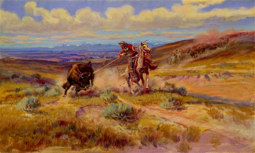 Charles M. Russell - Spearing a Buffalo - 92.86 - Minneapolis Institute of Arts