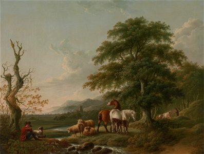Charles Towne - Landscape with a Shepherd - Google Art Project. Free illustration for personal and commercial use.