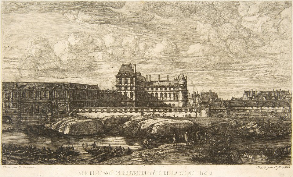 Charles Meryon, The Old Louvre, Paris, after Zeeman, 1865–66