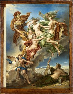 Charles Meynier - Nymphs of Parthenope (Napoli) bring far from home their Penates to the banks of Seine River - RF 1984-22 - 01