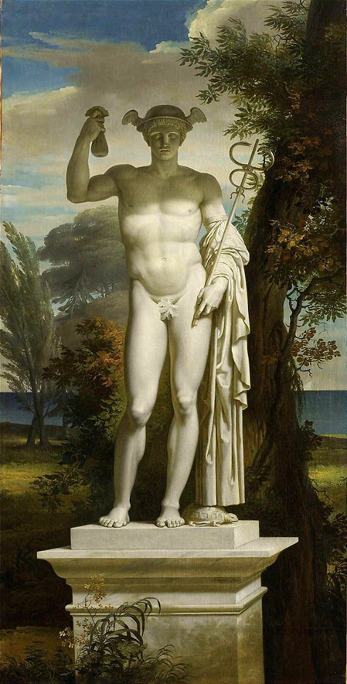 Charles Meynier - Statue of Mercury in a landscape