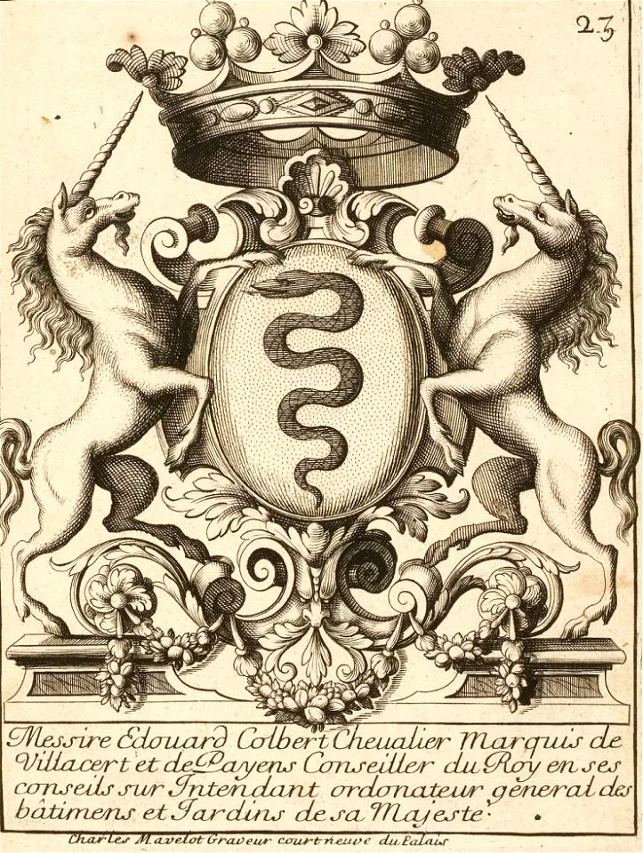 Charles Mavelot - Armoiries d' Édouard Colbert de Villacerf