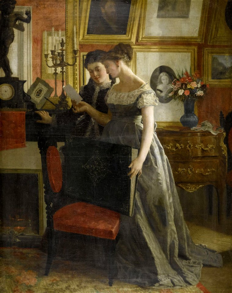 Charles Victor Thirion Zwei junge Damen in einem Kabinett
