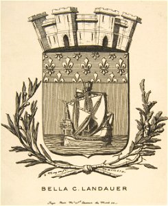 Charles Meryon, Coat-of-Arms Symbolizing the City of Paris; Bookplate of Bella C. Landauer