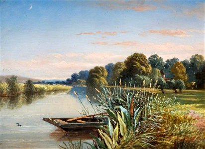 Charles Walter Radclyffe (1817-1903) - River Scene (panel in the Everitt Cabinet) - 1892P41.11 - Birmingham Museums Trust