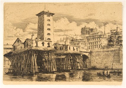 Charles Meryon, The Nôtre-Dame Pump, Paris, 1852 II