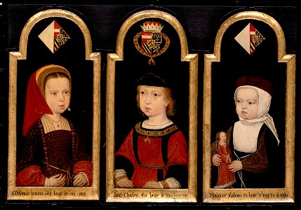 Charles V and his sisters. Free illustration for personal and commercial use.