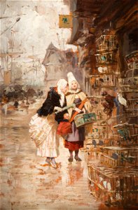 Charles Édouard Delort Zwei Damen bewundern exotische Vögel
