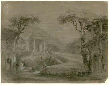Charles-Antoine Cambon - Set design for Jacques Offenbach's Orphée aux Enfers, Act 1, Scene 1 (1874) - Original