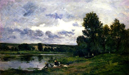 Charles-François Daubigny (1817-1878) - Les laveuses - ABDAG003149 - Aberdeen Art Gallery