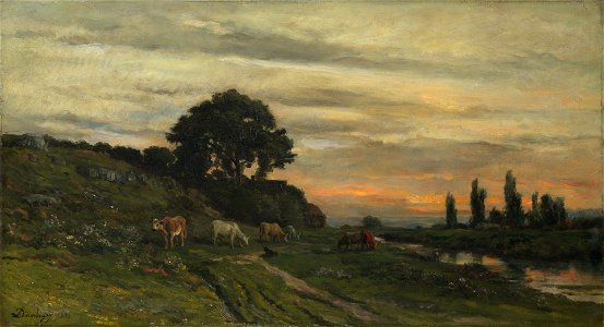 Charles-François Daubigny - Landscape with Cattle by a Stream