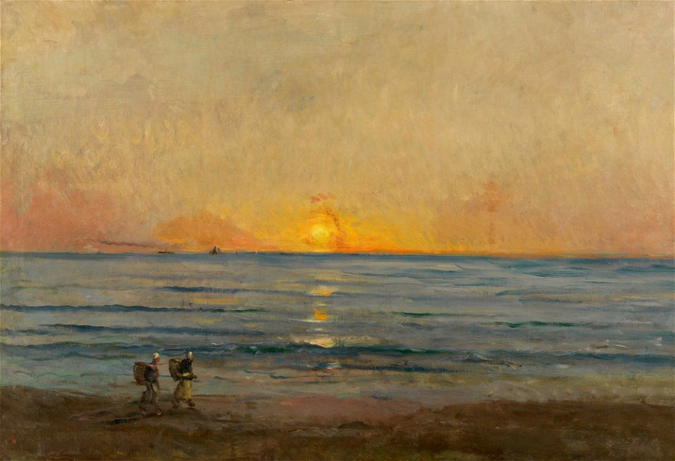 Charles-François Daubigny - Zonsondergang bij Villerville - hwm0089 - Museum Mesdag