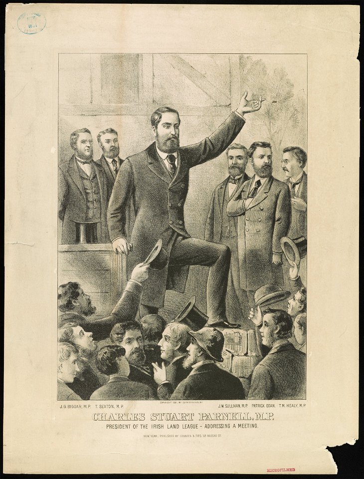 Charles Stuart Parnell, M.P. president of the Irish Land League - addressing a meeting LCCN90715893