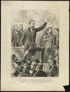 Charles Stuart Parnell, M.P. president of the Irish Land League - addressing a meeting LCCN90715893