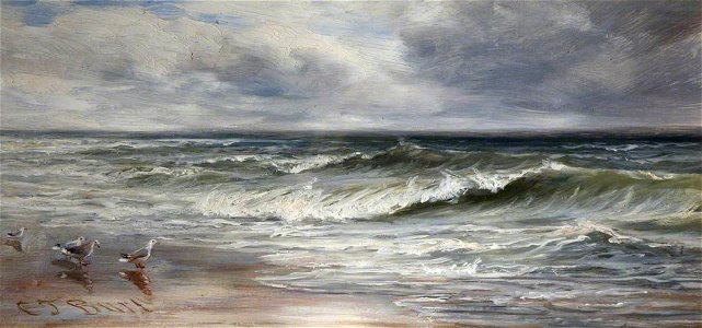 Charles Thomas Burt (1823-1902) - Sea Waves (panel in the Everitt Cabinet) - 1892P41.4 - Birmingham Museums Trust