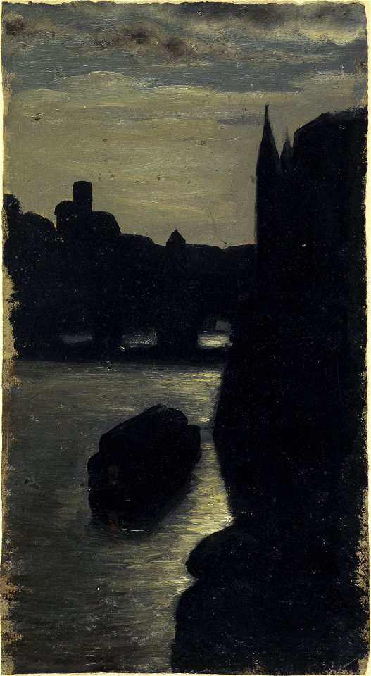 Charles-Emile Cuisin - Les bords de la Seine, près du palais de justice, effet de nuit - P2018 - Musée Carnavalet