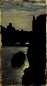 Charles-Emile Cuisin - Les bords de la Seine, près du palais de justice, effet de nuit - P2018 - Musée Carnavalet