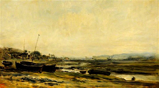 Charles-François Daubigny (1817-1878) - Fishing Boats by a Stream - VIS.332 - Sheffield Galleries and Museums Trust