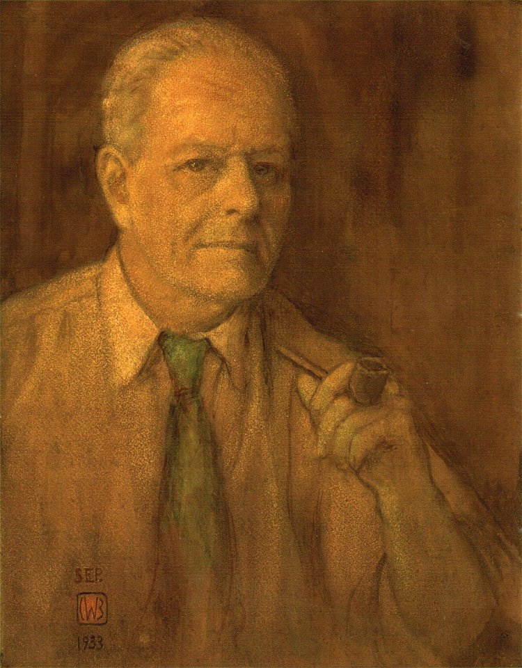 Charles W. Bartlett - watercolor self-portrait, 1933, private collection